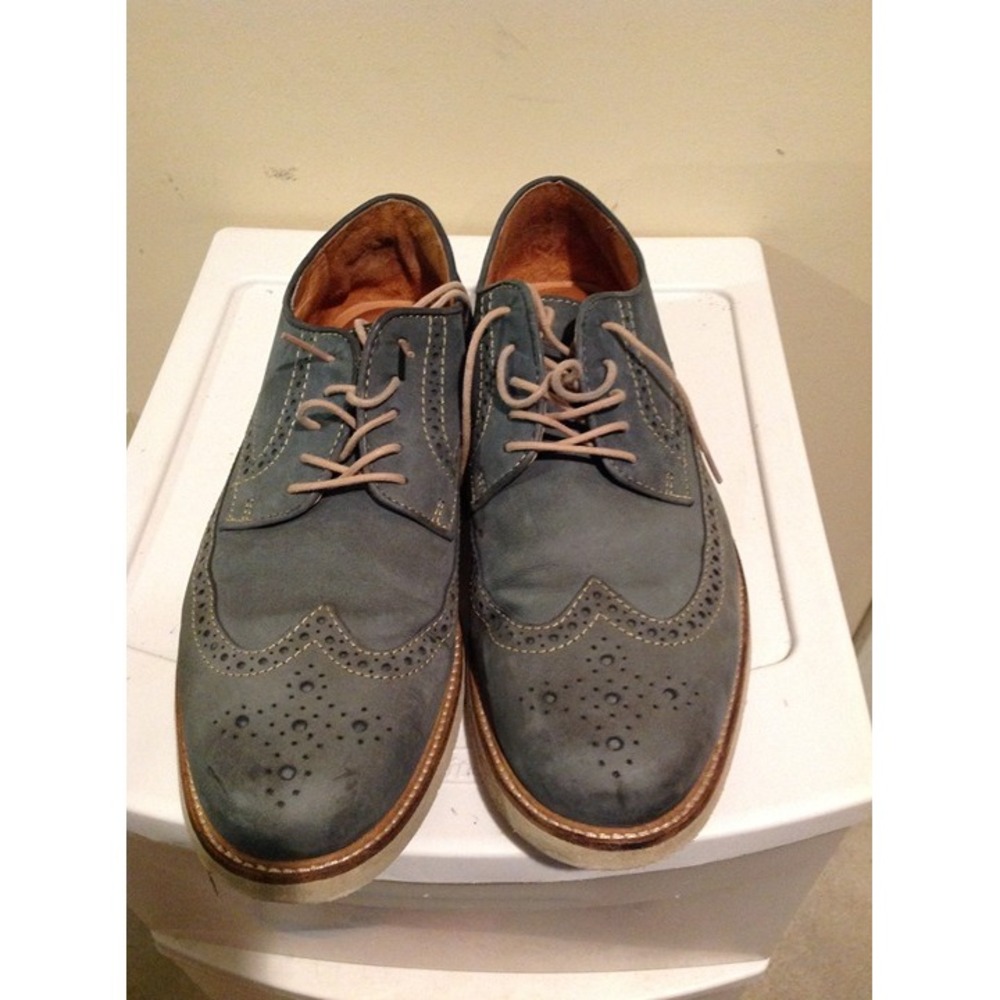G.H. Bass Blue Leather Wingtip Oxford Shoes Size 10